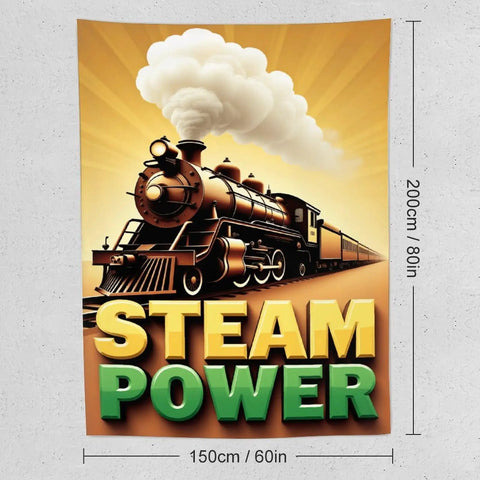 Vintage Steam Locomotive Tapestry Wall Hanging 60 By 80 Inches Durable Polyester Fabric Easy To Hang Old School Train Vibe Decor
