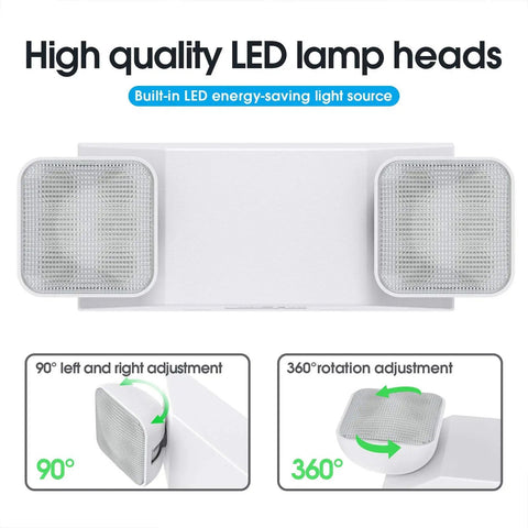 Two Head LED Emergency Light With Battery Backup For Commercial Use Exit Light UL Certified CSA Easy Install