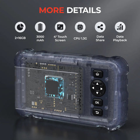 CRP129HD Heavy Duty Truck Scanner With DPF Regen And Speed Limit Adjust Reset Full System Diesel Semi Truck Diagnostic Tool Back View