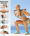 Person using Five Pack Resistance Bands Set For Home Gym Workouts Elastic Loop Bands for full-body toning outdoors.