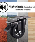4 Inch Heavy Duty Caster Wheels Set Of 4 With Locking, Silent 360 Degree Swivel, elastic rubber wheel on diverse surfaces