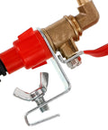Pro Grade Angle Grinder Coolant Sprayer System Featuring Badass Stainless Steel Mist Nozzle components showing brass fittings and red connector.