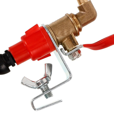 Pro Grade Angle Grinder Coolant Sprayer System Featuring Badass Stainless Steel Mist Nozzle components showing brass fittings and red connector.