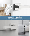 Six Piece Polished Chrome Door Handles Set For Interior Doors in modern hallway and closet setting