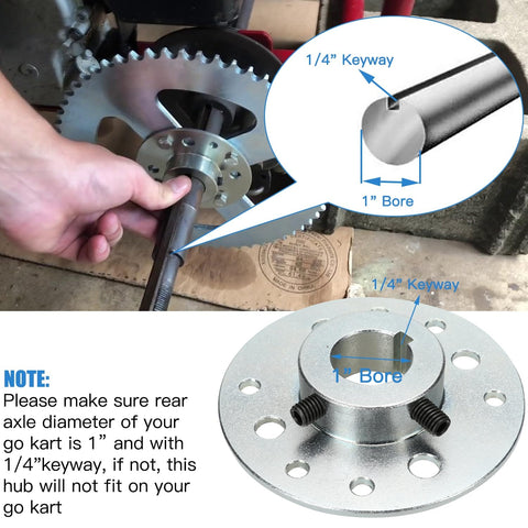 Go Kart Sprocket Hub With One Inch Bore And Quarter Inch Keyway Hardware Kit For Fits 40 41 420 Chain Beefy Rear Drive