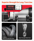 Electric Hoist With 14ft Wired Remote, 440 Lb Capacity, 110V Lifting Tool details including steel frame and wire rope.