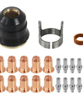 Premium 23Pcs Loner Plasma Consumables Kit for Cutting Torch 040 Inch Nozzle And Swirl Ring, detailed components view.
