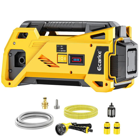Cordless Water Transfer Pump With 9.6 GPM Flow, Dewalt 20V Battery Compatible, includes hose and accessories for easy use