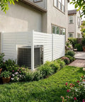 Three Panel Backyard Privacy Fence White PVC 48 Inch Wide By 42 Inch High No Dig Privacy Screen With 18 Inch Ground Stakes for AC Unit