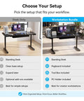 Modular Electric Standing Desk Featuring Expandable L Shaped Layout For Makers And Tech Crews Smooth Height Adjustment options for workflow.