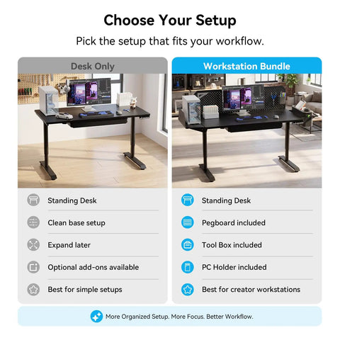 Modular Electric Standing Desk Featuring Expandable L Shaped Layout For Makers And Tech Crews Smooth Height Adjustment options for workflow.