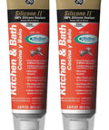 Two tubes of Clear Silicone Caulk For Kitchen And Bath No-Fuss Go-To Shower-Ready Seal Cures In 3 Hours 5-Year Mold-Free Protection