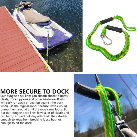 Master Chill Marine Docking With These 4 Foot Green Bungee Dock Lines Featuring Heavy Duty Stainless Clip on jet ski at dock