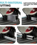14 Inch Brushless Cold Cut Saw With 3500W Power Variable Speeds 66 Tooth Ferrous Metal Blade cutting various materials.