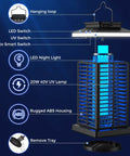2 In 1 Bug Zapper With LED Night Light No Fuss Outdoor Mosquito Killer Portable Rechargeable 5000mAh Battery 4000V Electric Fly Zapper