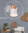 Wooden Plug In Wall Sconce Set Of 2 Matte White Chic Rotatable 360 Degree Wall Lamps With On Off Cord Switch mounted on wall