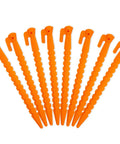 8 Pack Must Have Safety Orange Tent Stakes 8.8 Inch Plastic Anchors for camping tents and outdoor gear, weather resistant