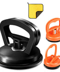 Dent Puller Kit With Suction Cup For Cars Large 4.6 Inch Dent Remover Plus Two Small 2.1 Inch Pullers Microfiber Cloth All In One Auto Dents Repair Tools Bundle Easy DIY Fix, black large and orange small suction cups with microfiber cloth