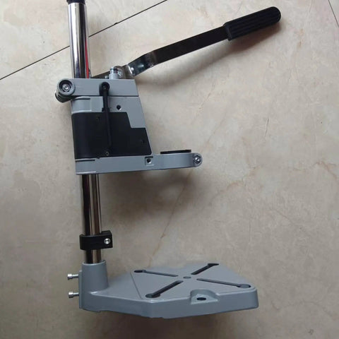 Versatile Drill Stand And Press Converter For Portable Drills, heavy-duty steel mount with lever for stable drilling tasks.