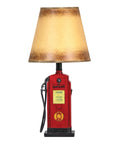 Old School Retro Gasoline Pump Table Lamp With Real Crushed Stone Resin 9 By 9 By 19 Inches Vintage Americana Style 60W Bulb