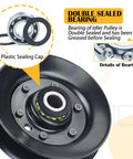 2 Pack Idler Pulley 756-04325 Replacement For Craftsman LT2000 Cub Cadet LTX1042 Garden Tractor Replaces MTD 756-04325 Rotary 14326 Durable Mower Deck Pulley For Smooth Spin And Easy Install, black pulley with double sealed bearing
