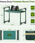 2In1 Garden Kneeler And Seat With Tool Bag, Heavy Duty Folding Stool Supports Up To 350 Lbs, Dark Green, space-saving design