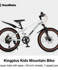 Kids Mountain Bike 20 Inch Aluminum Frame With 7 Speed Gears, Suspension Fork, Front And Rear Disc Brakes, Lightweight Ride