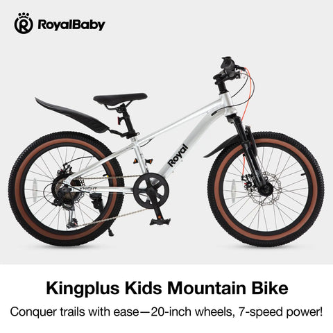 Kids Mountain Bike 20 Inch Aluminum Frame With 7 Speed Gears, Suspension Fork, Front And Rear Disc Brakes, Lightweight Ride