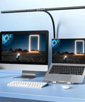 Ultra Bright Thirty One And A Half Inch LED Desk Lamp With Gesture Sensor Eye Caring Light for multi monitor workstation setup