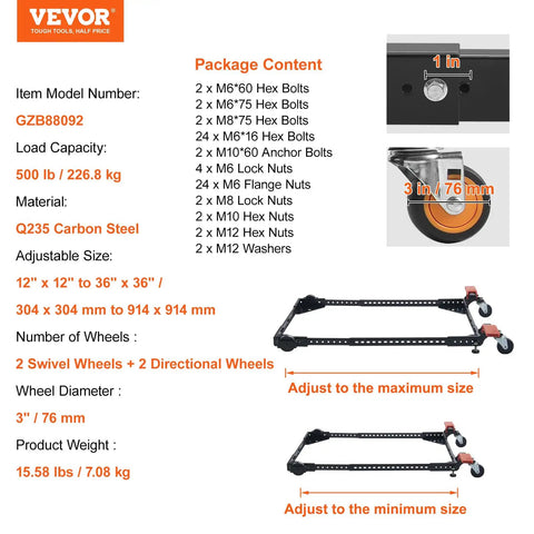 Heavy Duty Adjustable Mobile Base Stand With 500 Pound Capacity Rock Solid Steel Frame Premium Swivel Wheels for easy mobility.