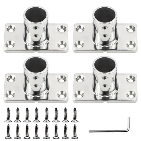 316 Stainless Steel Rectangular 90 Degree Boat Hand Rail Base Marine Hardware with installation kit screws and tool