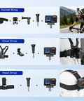 Rock Solid Waterproof Action Camera Bundle Shoots Clean 4K With Large Sensor Extra Batteries High Speed Memory Card And Loaded Mount Kit For Gnarly Adventures And Long Shoots, featuring helmet, chest, and head straps.