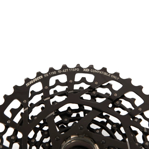 GX XG-1150 11 Speed Cassette 10-42T Black For XD Driver Body, detailed view of full pin cogs and open design.