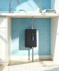 Premium Tankless Water Heater Pumping Out Kickin Instant Hot Water With Convenient Remote Setup For Kitchen Faucet 3000W mounted under kitchen sink.