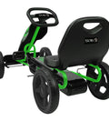 Rear view of Pedal Go Kart for Kids, Kid Friendly, With Realistic Driving Action and Immersive Ride Built for Safe Outdoor Fun Green Color Durable Steel Frame