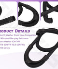Washer Drain Hose Replacement Compatible With Maytag 1CWTW4 2DWTW 3DWTW 3LWTW 3NWTW4800 3SWTW4800 4GWTW 4GMVW 4KMVW 4KNTW 7MMVW Series Plug And Play No Fuss Install Flexible Hose For Quiet Leak Free Draining, black corrugated drain hose