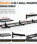 Heavy Duty Garage Wall Shelves 46 Inch By 12 Inch Floating Shelves Wall Mounted With 190 Lb Load Capacity Black Storage Rack diagram.