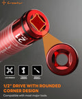Red 21mm CR-Mo steel impact socket with rounded corners from Heavy Duty Half Inch Drive Lug Nut Impact Socket Set Deep Thin Wall Sockets.