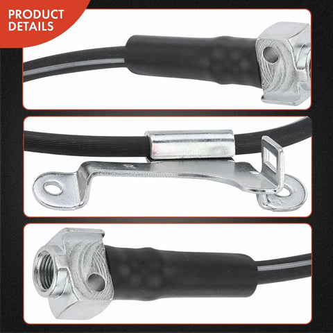 Front Right Passenger Side Brake Hydraulic Hose Plug And Play Direct Fit Replacement For Buick Rainier, Chevrolet Trailblazer, GMC Envoy, Isuzu Ascender, Oldsmobile Bravada, Saab Nine Seven X And More, Heavy Duty OEM Style Part, close-up view