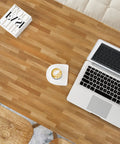 Butcher Block Contact Paper Waterproof Vinyl Wrap for Countertops and Cabinets 32 by 118 Inches Dope Wood Grain Peel and Stick Removable Wallpaper Tables Shelves DIY Kitchen Makeover with wooden table top view, laptop, and coffee