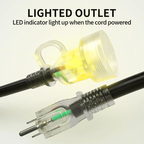 Outdoor Extension Cord 150 Ft 16 3 Waterproof Flexible 3 Prong Power Cable Cold Weather Ready 1250W 10A ETL Listed Heavy Duty