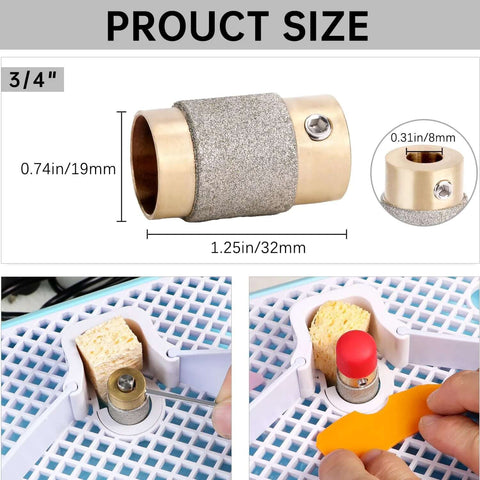 2-pack brass-core diamond grinder bits for stained glass, 3/4 inch diameter