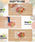 Steps to use 60 Pack Vacuum Sealer Bags For Food BPA Free Reusable With Upgraded Air Valve for sous vide and meal prep