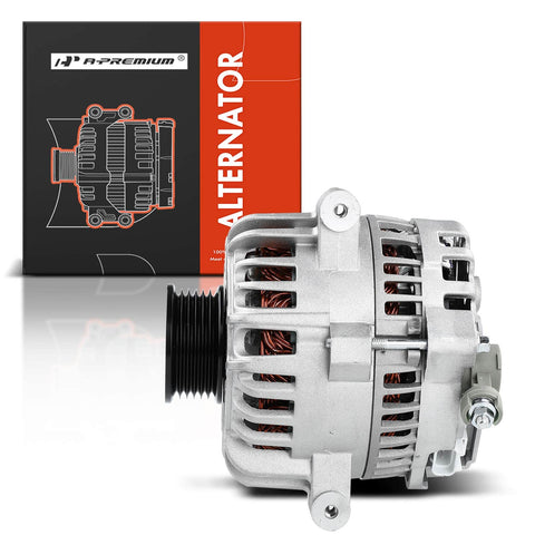 Side view of 110A 12V Clockwise Alternator With 6-Groove Pulley Drop-In Ready For Ford F-150 2004-2008 Expedition 2005-2006