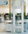 H Shaped 18 Inch Rectangle Push Pull Door Handle Back To Back 300mm Center To Center 304 Stainless Steel on glass door