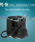 Epoxy Encapsulated Small Submersible Direct Drive Pump 115 Volt 170 GPH Hooded Volute for shallow water in blue background