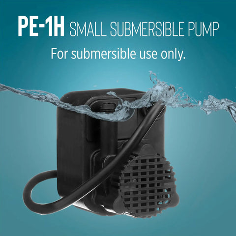 Epoxy Encapsulated Small Submersible Direct Drive Pump 115 Volt 170 GPH Hooded Volute for shallow water in blue background