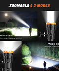Beast Mode Ultra Bright LED Flashlight 100000 Lumens Rechargeable 50W Beam Long Lasting USB C Quick Charge 3 Mode Operation