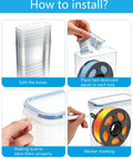 How to install Six Pack 1.75mm Filament Storage Boxes With Desiccants; transparent blue boxes, adding desiccant, sealing, labeling