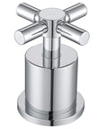 Prima 3 Bathroom Sink Faucet With 3-Hole Installation, Chrome Finish, Solid Brass Construction, Copper Inlets And 9/16 Inch Male Adapters, Easy Modern Upgrade, close-up of chrome cross handle